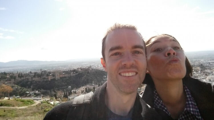 On top of Granada with the Alhambra in the background. (it's a selfie, so fish-lips are obligatory)