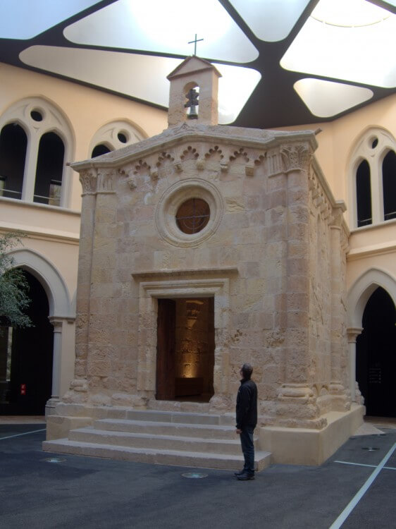Probably one of the smallest churches in Spain. They say this is where St Paul preached. Since they didn't want to destroy it they built the new building around it.