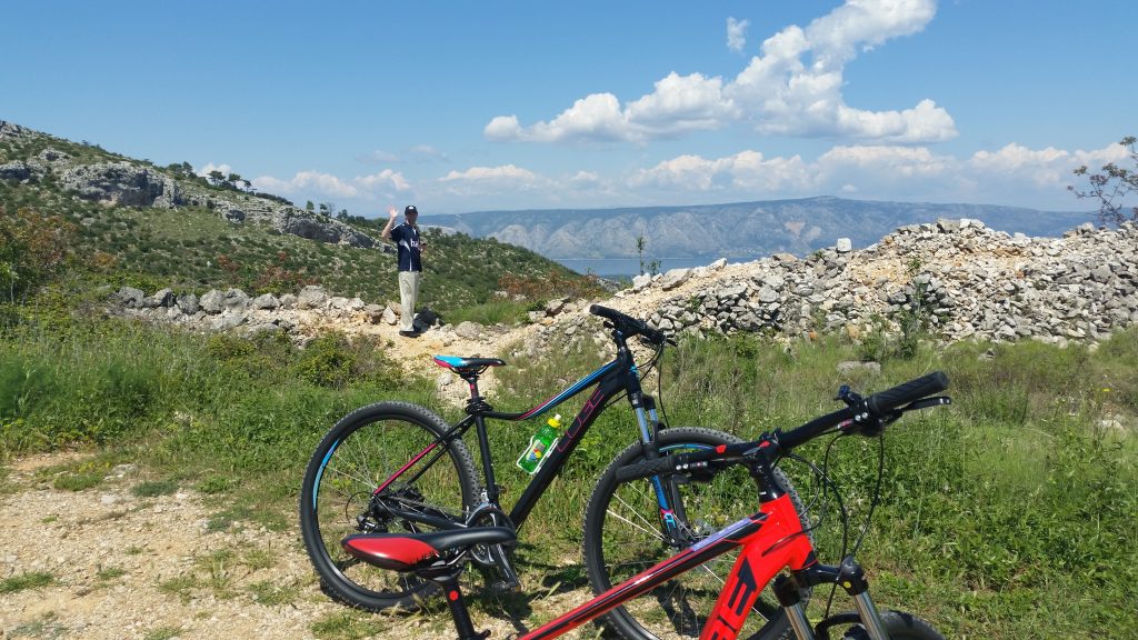 Here we are on top of the island after a long and difficult climb.