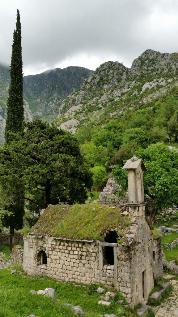 Old ruined church on the mountain behind Kotor.
