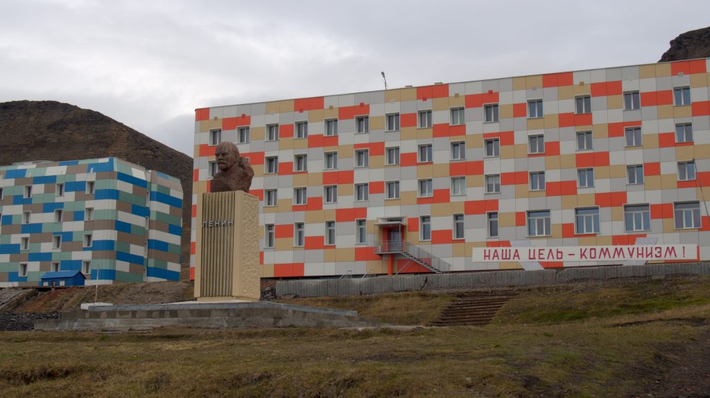The Russian town of Barentsberg still has a statue of Lenin and communist slogans.