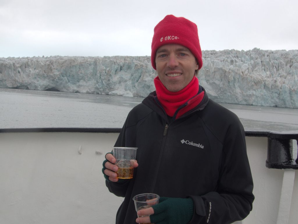 Enjoying a whiskey chilled with glacier ice.