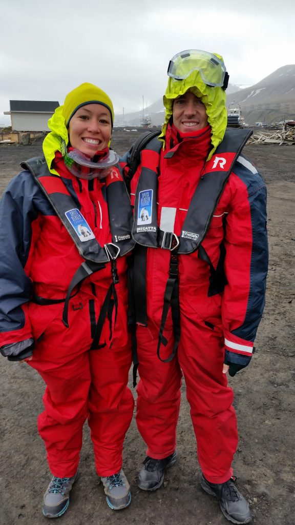 All geared up for a boat ride in the Arctic.