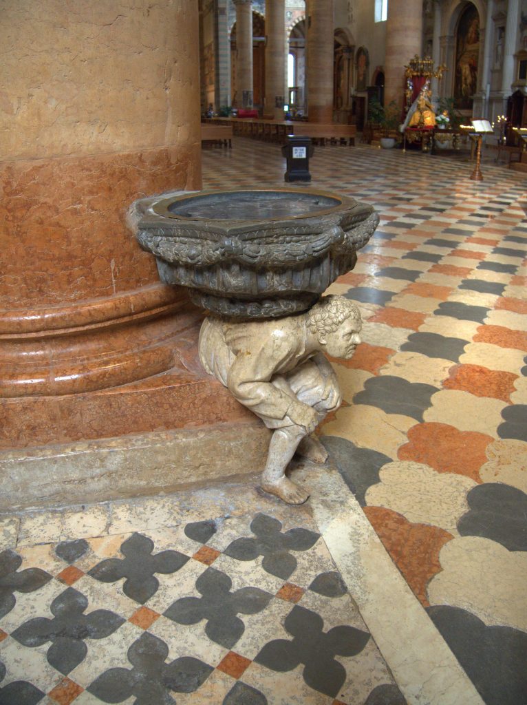 One thing you're supposed to rub for good luck is the hump of a hunchback, which is why they made one into a basin for holy water.