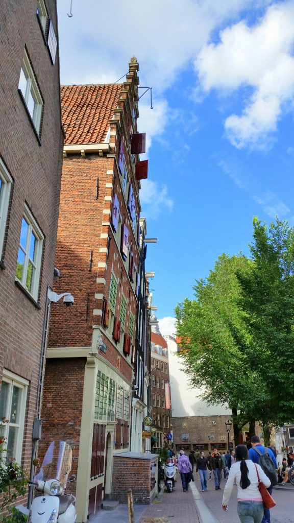 Lots of houses crooked like this one, but it's actually deliberate so that they can winch furniture through the front windows without hitting the front of the building.