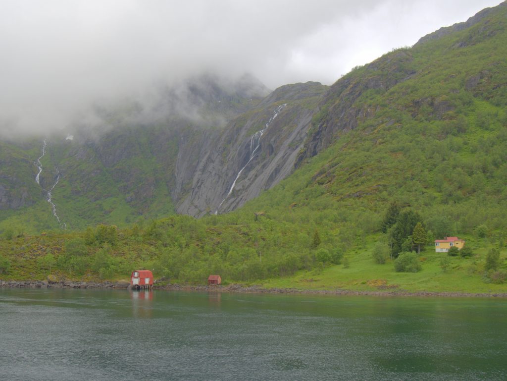 Typical cabins in the Norwegian countryside.