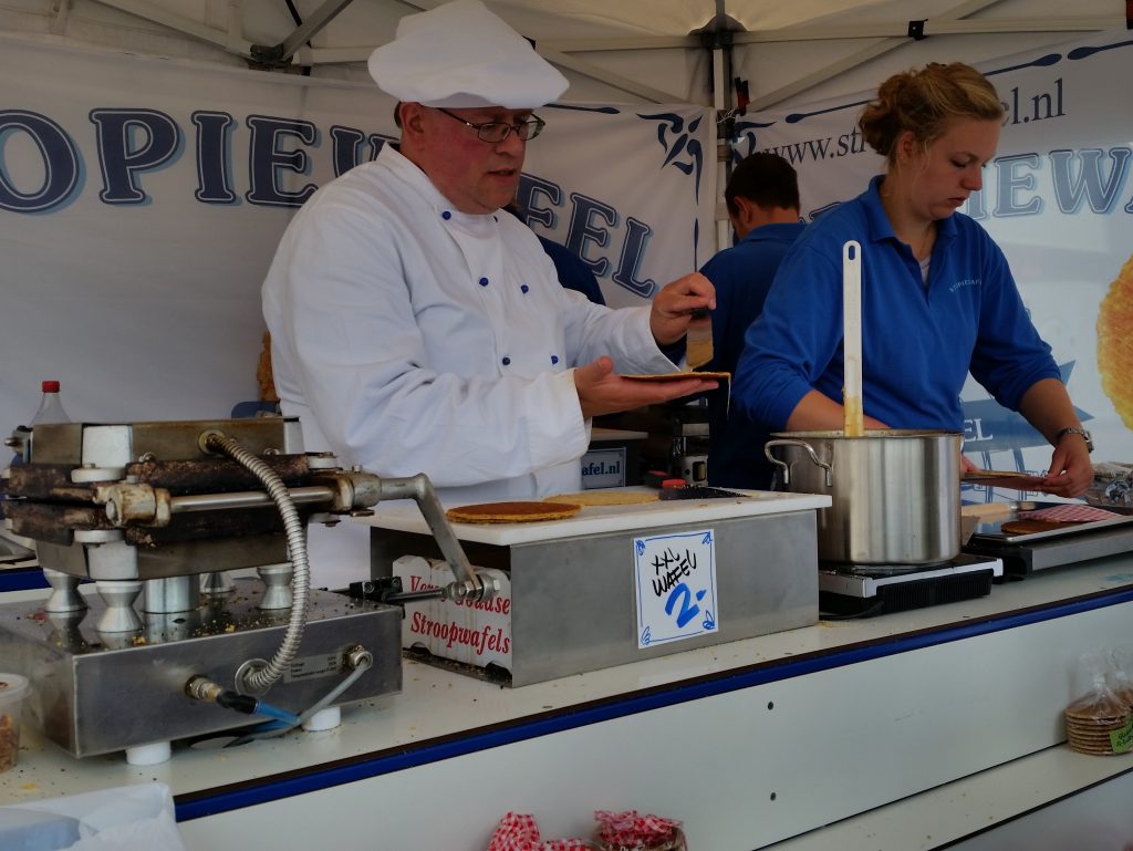 Making stroopwafels the old fashioned way.