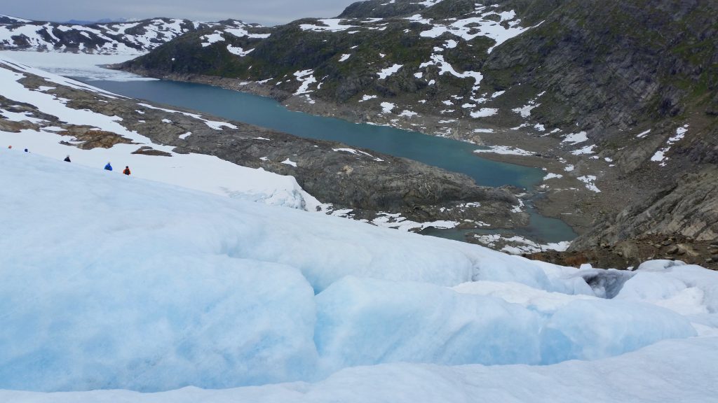 Out on the blue ice of the glacier.