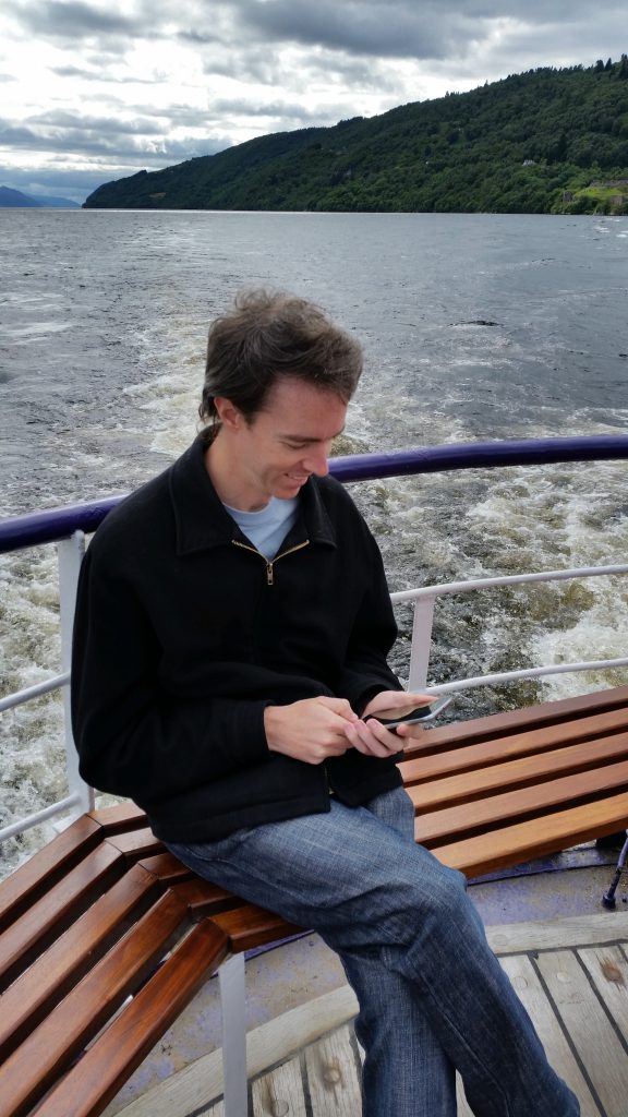 Pedr searching for the Loch Ness Monster (in pokemon form).