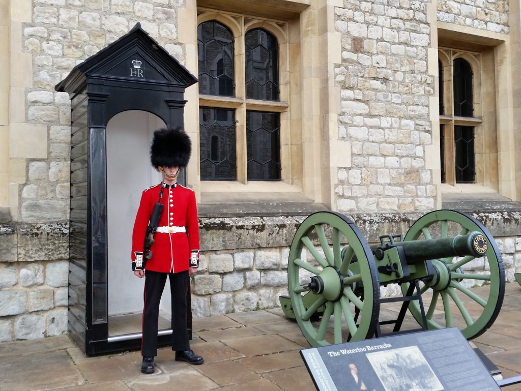 One of the Queen's Guards protecting the Crown Jewels.