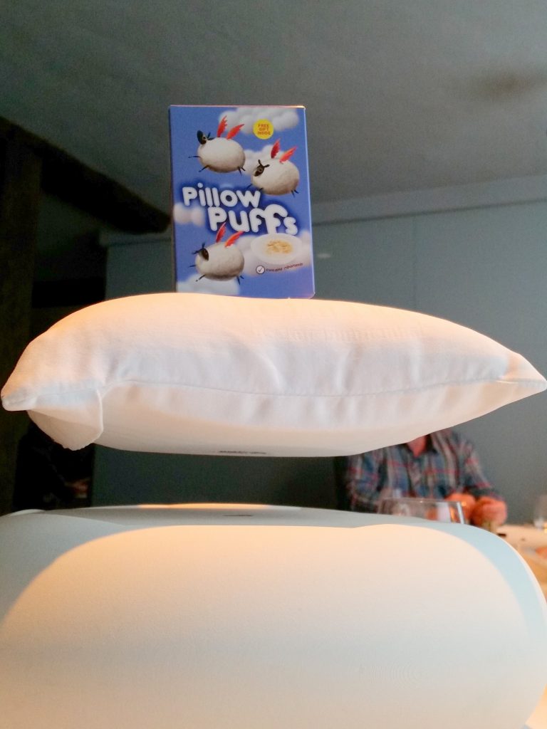Levitating pillow for serving food!