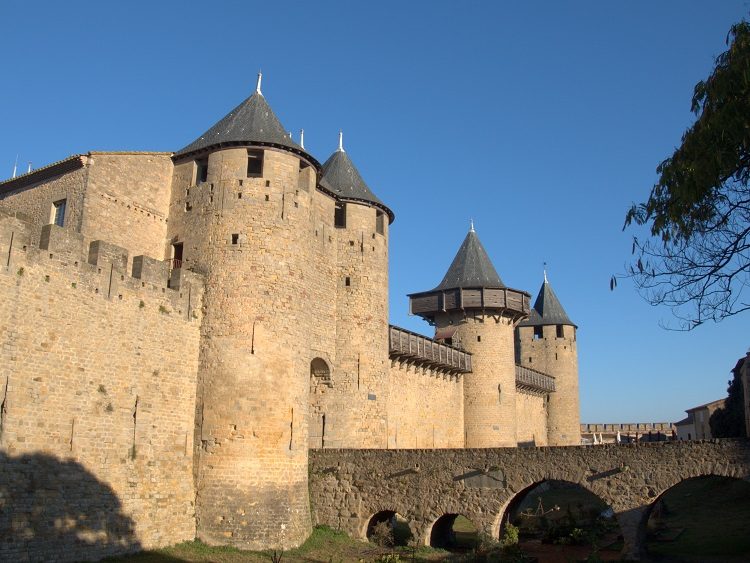 The imposing entrance to the inner castle of Carcasonne.