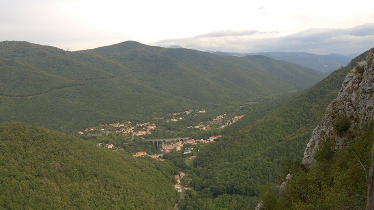 The little town of Puilaurens guarded by the castle.