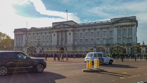 Our view for the changing of the guard ceremony. If you squint really hard you can see a crowd of people in front of the golden fence. THAT'S where you want to be if you go see the ceremony. Otherwise you can do what we did and watch ants wearing busbys parading back and forth.