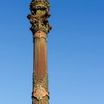 The Christopher Columbus Column in Barcelona, pointing to the next world to discover.