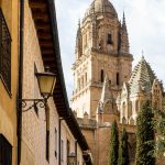 A street in Salamanca leading up to the Old & New Cathedrals.