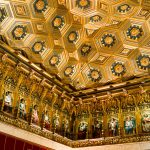 The ornate guilded ceiling of Segovia's Alcázar, showing the rulers of Castille through the centuries.