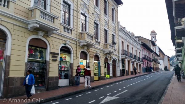 Old colonial buildings in Quito's old town.