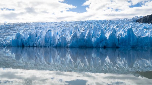 The blue ice spires of Grey Glacier.