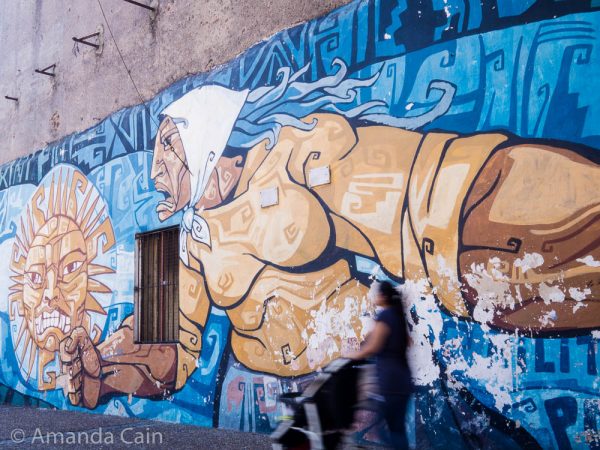 A street art mural commemorating the Mothers of the Plaza de Mayo who fought against the military dictatorship who disappeared their children.