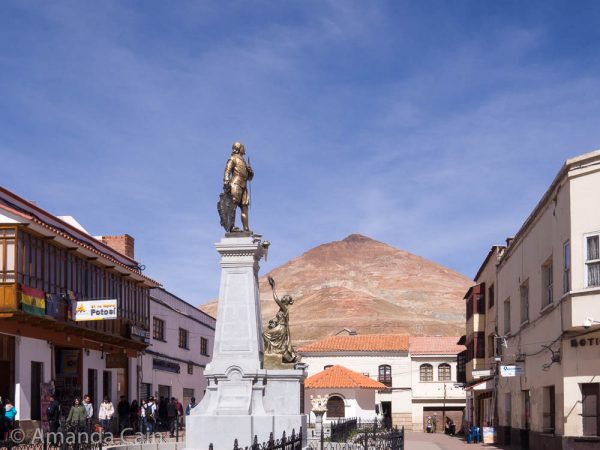 Central Potosi with Cerro Rico, the mountain full of silver in the background.
