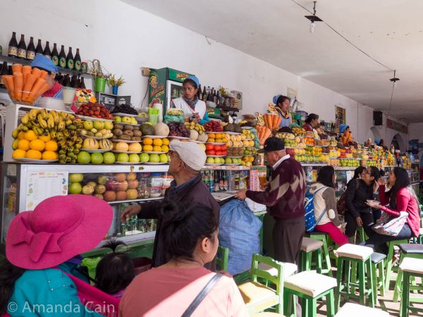 The juice bars in Sucre's market are pretty cool. You can see exactly how fresh the fruit is, and pick whatever fruits you want to make your own juice combo.