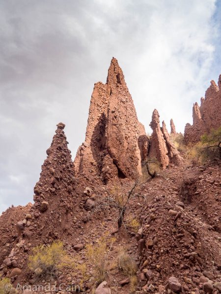Some of the tall thin rock towers in Canyon del Duende.