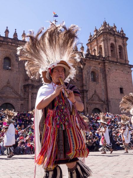 Musicians play for the crowds at the Inti Raymi parade.