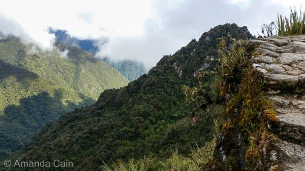 There's some very steep drop offs along the Inca Trail.