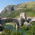 The old town and bridge of Mostar, rebuilt and restored after the civil war of the 90's.