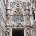 The grand entrance to the Doge's Palace in Venice.