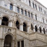 The grand entrance to the Doge's Palace in Venice.