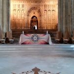 The inside of Canterbury Cathedral, the Mother Church of Anglican Christianity. The compass points to the high altar (not north) to show the importance of this place to Anglicans.