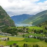 The small town of Flam at the end of the Aurlandsfjord.
