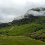 The cloud covered hills of Glencoe in the Scottish Highlands.