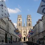 The Street of Joan of Arc leading up to the great cathedral of Orleans.