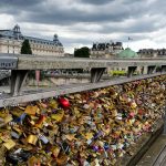 One of the many bridges in Paris that are covered with lovers' padlocks.
