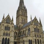 Salisbury Cathedral with its imposing tower, the tallest in the United Kingdom.