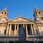 Queen Anne keeping watch over the entrance to St Paul's Cathedral.