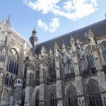 Flying buttresses along the side of Tours cathedral.