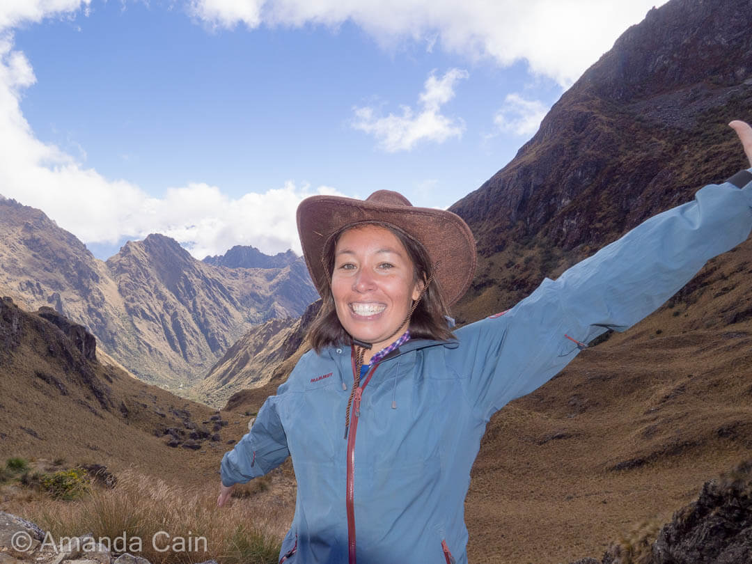 On top of Dead Woman's Pass, the rest of the day's hike is downhill to our camp in the valley behind.