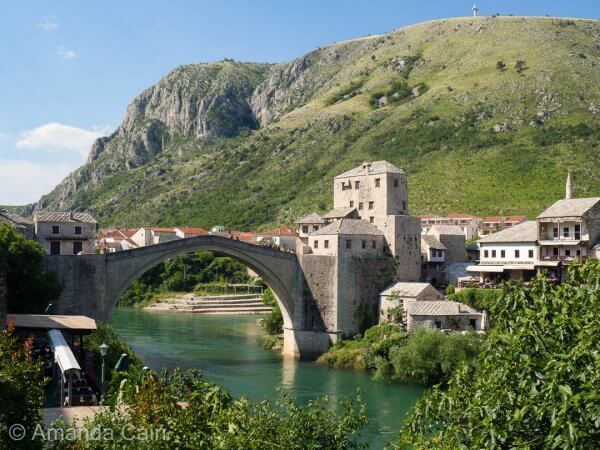 The old town and bridge of Mostar, rebuilt and restored after the civil war of the 90's.