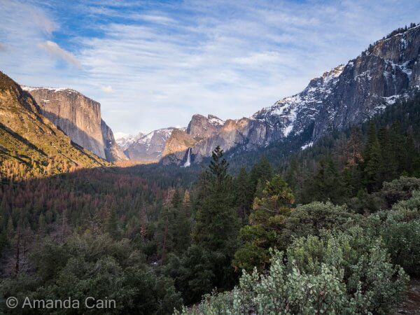 Yosemite at sunset.