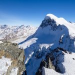 The Breithorn mountain from the top of the Swiss Alps.