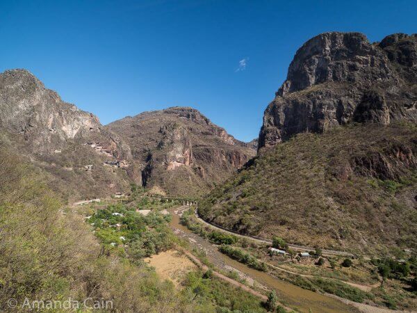 The sides of the canyon are starting to close in along the river (and train tracks).