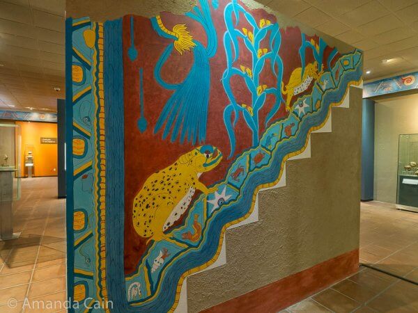 A copy of the mural on the other side of the staircase in the Red Temple of Cacaxtla.