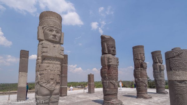 The Atlantes of Tula. These are carved pillars in the shape of warriors.