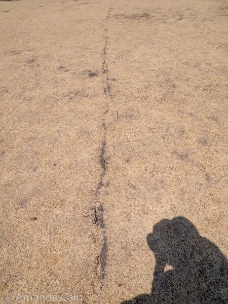The earthquake in 2017 also affected Xochicalco, and you can even see cracks in the ground like this one here.