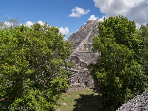 The great pyramid of Becan (or Structure 9 as it's officially called). It's 42 metres tall and one of the few buildings high enough to poke out above the thick trees of the jungle.