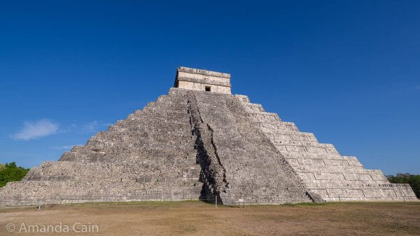 A close up of the unrestored section (left & centre) of El Castillo at Chichen Itza. As you can see, it's still in pretty good shape.